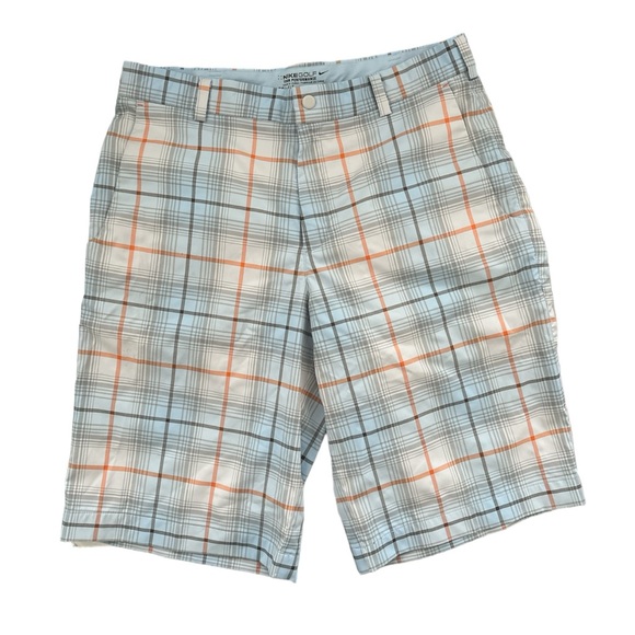 Nike Golf Performance Man's Shorts Dry Fit size 32 Medium Blue checkered - Picture 1 of 8